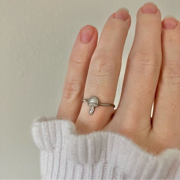 Mushroom Silver Wire Girls Ring Fashion Ring Rustic Cottagecore Woodsy Rustic - Picture 12 of 12